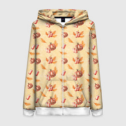 Женская толстовка на молнии Хеллоуин с тыквой и листьями