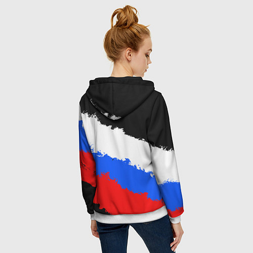 Женская толстовка на молнии Федерация бокса России - триколор / 3D-Белый – фото 4