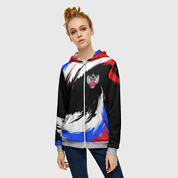 Толстовка на молнии женская Федерация бокса РФ - краска, цвет: 3D-меланж — фото 2