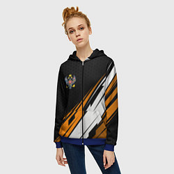 Толстовка на молнии женская Российская империя - оранжевый спорт, цвет: 3D-синий — фото 2