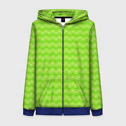 Толстовка на молнии женская Зеленый неоновый узор арт деко, цвет: 3D-синий