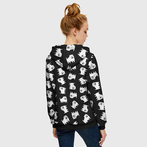 Женская толстовка на молнии Annoying dog pattern - Undertale / 3D-Черный – фото 4