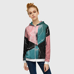 Толстовка на молнии женская Абстракция звёдного неба и молнии, цвет: 3D-белый — фото 2
