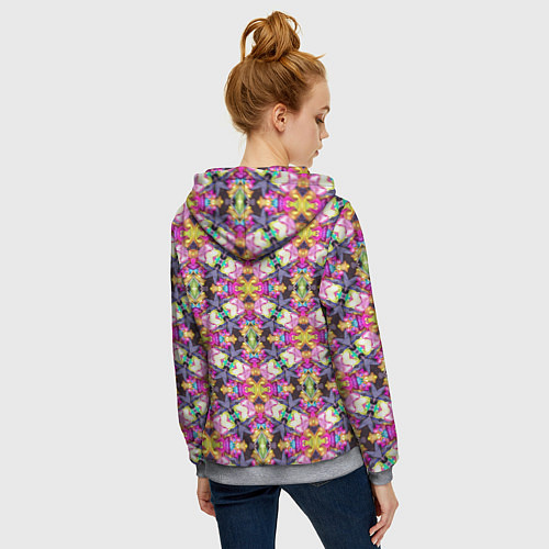 Женская толстовка на молнии Разноцветные узорчатые ромбы / 3D-Меланж – фото 4