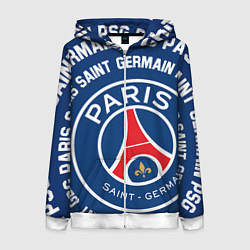 Толстовка на молнии женская ПСЖ надписи по кругу, цвет: 3D-белый