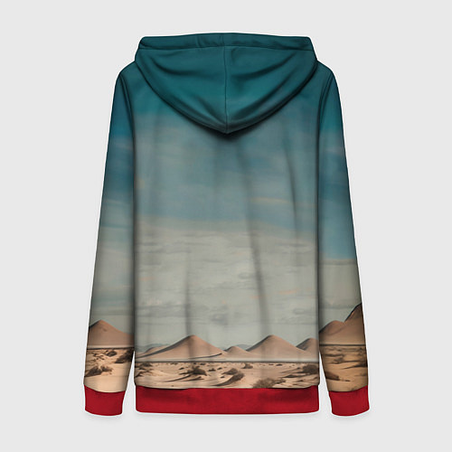 Женская толстовка на молнии Задумчивый слон: пустыня / 3D-Красный – фото 2