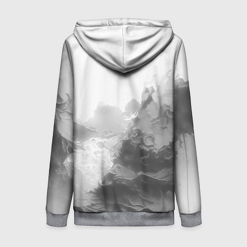 Женская толстовка на молнии Абстракция серые волны / 3D-Меланж – фото 2