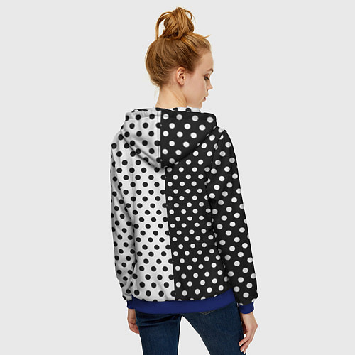 Женская толстовка на молнии Liverpool черно белые точки / 3D-Синий – фото 4