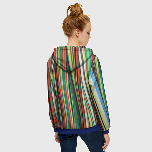 Женская толстовка на молнии Полоски ткани / 3D-Синий – фото 4