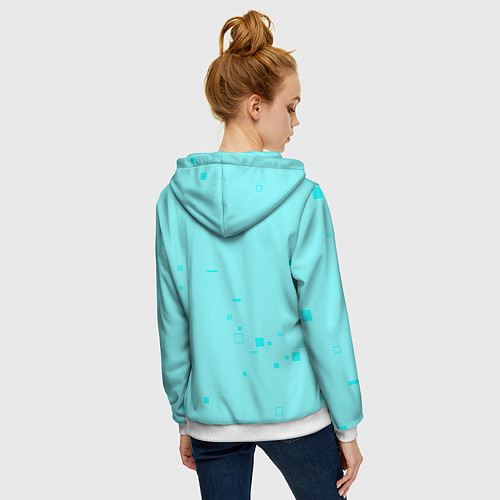 Женская толстовка на молнии Color light blue shapes / 3D-Белый – фото 4