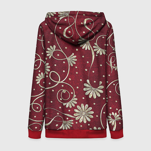 Женская толстовка на молнии Красный бархат / 3D-Красный – фото 2