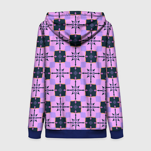 Женская толстовка на молнии Квадраты с цветочными перекрестиями / 3D-Синий – фото 2