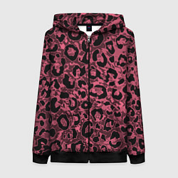 Женская толстовка на молнии Тёмный пыльно-розовый стилизация под леопарда