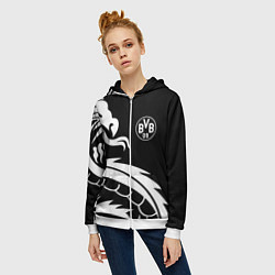 Толстовка на молнии женская Borussia дракон белый, цвет: 3D-белый — фото 2