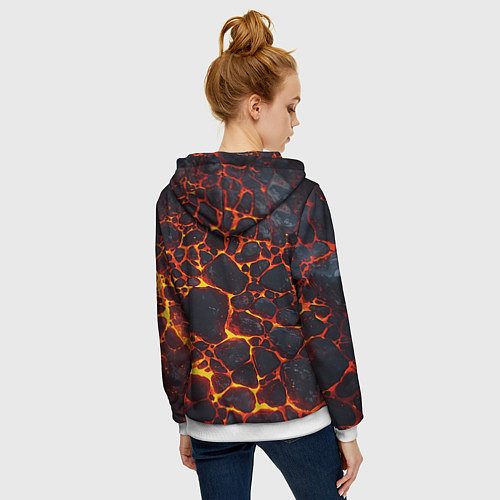 Женская толстовка на молнии Огненная лава вулкана / 3D-Белый – фото 4
