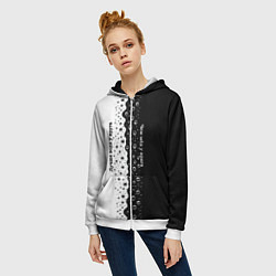 Толстовка на молнии женская Лучше вода у друга черно-белый узор, цвет: 3D-белый — фото 2