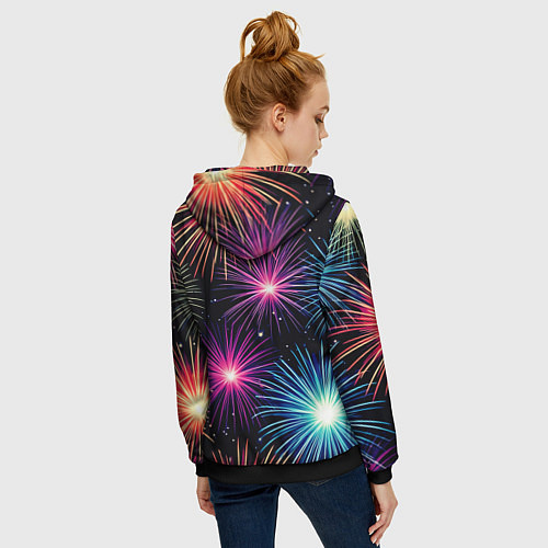 Женская толстовка на молнии Стилизованный праздничный салют / 3D-Черный – фото 4