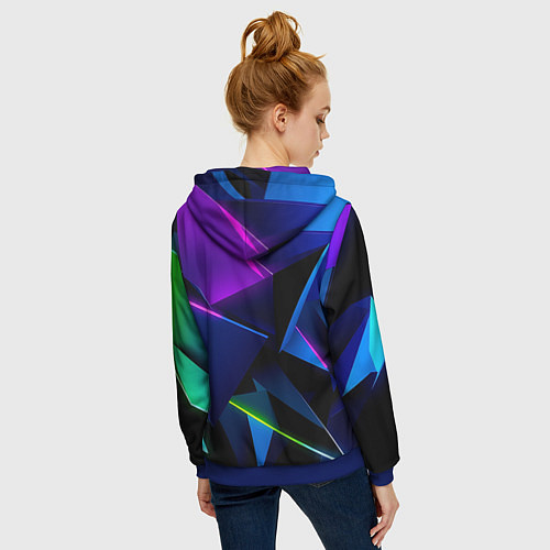 Женская толстовка на молнии Neon geometric / 3D-Синий – фото 4