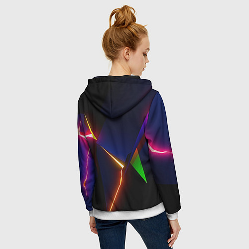Женская толстовка на молнии Neon colored geometric / 3D-Белый – фото 4