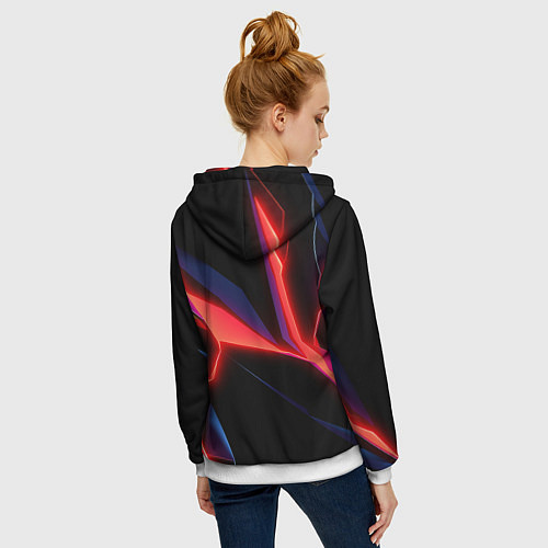 Женская толстовка на молнии Neon red / 3D-Белый – фото 4