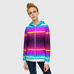 Толстовка на молнии женская Color neon, цвет: 3D-белый — фото 2