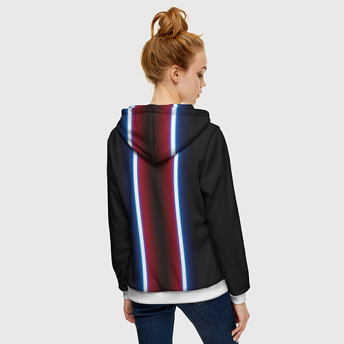 Женская толстовка на молнии Color white blue red neon / 3D-Белый – фото 4