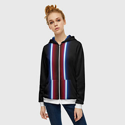 Толстовка на молнии женская Color white blue red neon, цвет: 3D-белый — фото 2