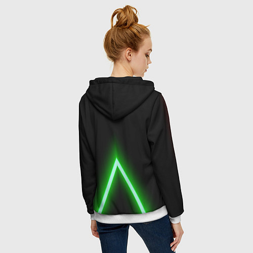 Женская толстовка на молнии Color neon green / 3D-Белый – фото 4