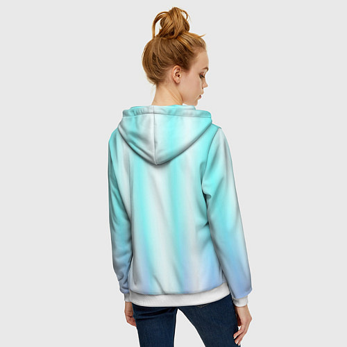 Женская толстовка на молнии Neon white blue lines / 3D-Белый – фото 4
