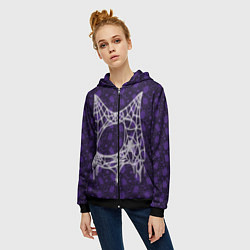 Толстовка на молнии женская Хэллоуин - Паутина, цвет: 3D-черный — фото 2