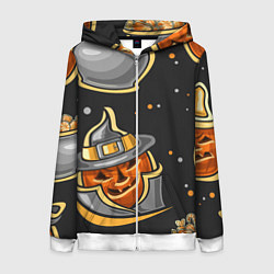 Толстовка на молнии женская День хэллоуин, цвет: 3D-белый