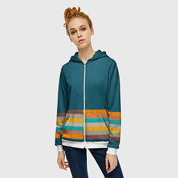 Толстовка на молнии женская Индиго и шумовой градиент заката с текстурой, цвет: 3D-белый — фото 2