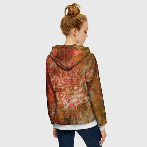 Женская толстовка на молнии Абстракция - bright red / 3D-Белый – фото 4