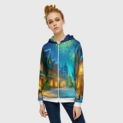 Толстовка на молнии женская Праздничный новогодний салют, цвет: 3D-белый — фото 2