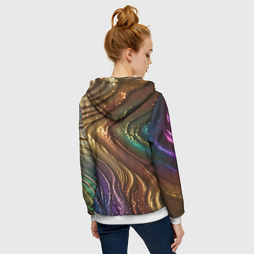 Женская толстовка на молнии Сморщенные складочки жидкости / 3D-Белый – фото 4