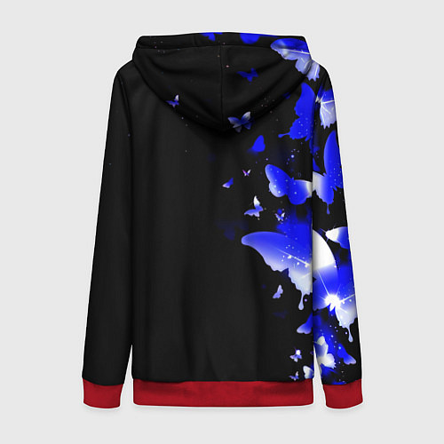 Женская толстовка на молнии Наполи бабочки текстура / 3D-Красный – фото 2