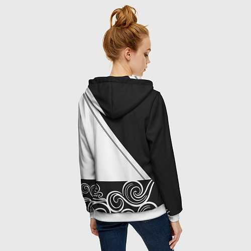 Женская толстовка на молнии Ювентус геометрия полосы текстура / 3D-Белый – фото 4