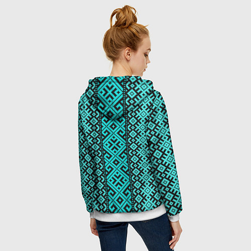 Женская толстовка на молнии Орнамент славянский / 3D-Белый – фото 4