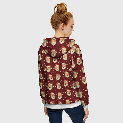 Женская толстовка на молнии Паттерн с Сантой / 3D-Белый – фото 4