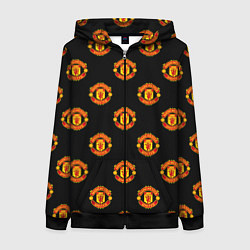 Толстовка на молнии женская Manchester United Pattern, цвет: 3D-черный