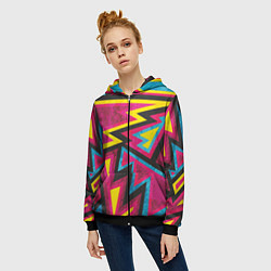 Толстовка на молнии женская Геометрия, цвет: 3D-черный — фото 2
