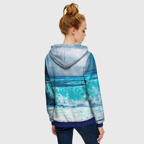 Женская толстовка на молнии Волны / 3D-Синий – фото 4