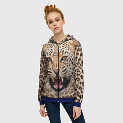 Толстовка на молнии женская Взгляд леопарда, цвет: 3D-синий — фото 2