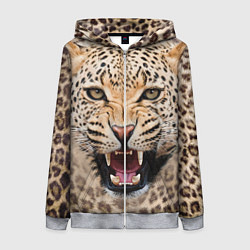 Женская толстовка на молнии Взгляд леопарда