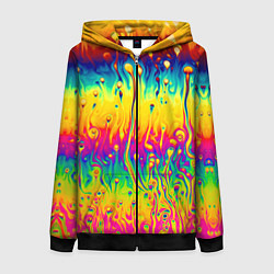 Толстовка на молнии женская Tie dye, цвет: 3D-черный