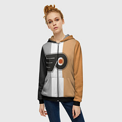 Толстовка на молнии женская Philadelphia Flyers, цвет: 3D-черный — фото 2