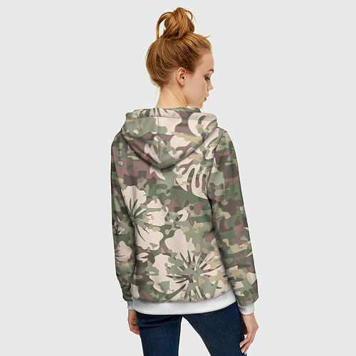 Женская толстовка на молнии Камуфляж / 3D-Белый – фото 4