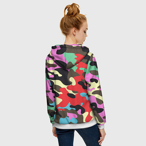 Женская толстовка на молнии Яркий камуфляж / 3D-Белый – фото 4