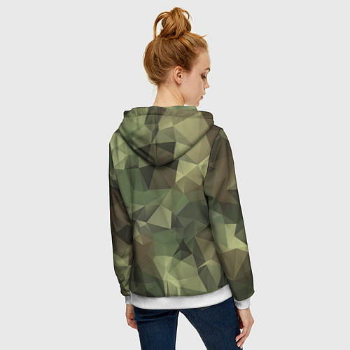 Женская толстовка на молнии Полигональный камуфляж / 3D-Белый – фото 4