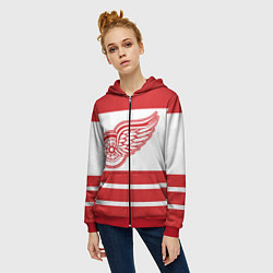 Толстовка на молнии женская Detroit Red Wings, цвет: 3D-красный — фото 2